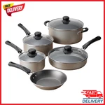 Tramontina 9 Piece Nonstick Cookware Set Pots And Pans Kitchen Cooking Champagne. Fixed Price $34.99.