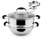 18/10, 3 Piece Stainless Steel Cooking Pot Set With Glass Lid, Momo Maker. Fixed Price $57.44.