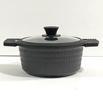 Imperial Ceramic Nonstick 3 Quart Casserole Stock Pot With Glass Lid Diamond Cut. Fixed Price $46.19.