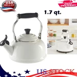 Creuset Enamel On Steel Whistling Tea Kettle, 1.7 Qt., White, Classic. Fixed Price $113.35.