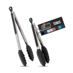 Gorilla Grip Stainless Steel Silicone Tongs For Cooking, Set Of 2, Includes 7.... Fixed Price $21.69.