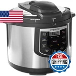 Presto 02141 6-QUART Electric Pressure Cooker Black Silver Stainless Steel. Fixed Price $145.19.