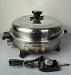 Health Craft 12 Electric Skillet Pan Liquid Oil Core Stainless Waterless K7273. Fixed Price $42.50.
