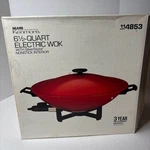 New Sears Kenmore 6.5 Quart Electric Red Wok Non-stick Vintage No. 11 4853 Usa. Fixed Price $40.00.