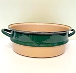 Creuset Green Dbl Handle Steamer 10" Pot Enamel Steel Vtg Replacement Read. Fixed Price $58.00.