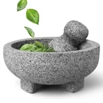 Flexzion Granite Mortar And Pestle Set - Solid Stone Grinder Bowl Holder. Fixed Price $34.53.