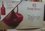 Emile Henry Made France Tagine, 3QT, Red Nib With Oil Cruet. Fixed Price $174.95.