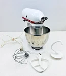 Vintage Kitchenaid KSM90WH Ultra Power Stand Mixer W/ Attachments Red & White. Fixed Price $149.00.