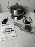 New Open Box Cuisinart CFO-50CB Electric Fondue Set 3 Qt Stainless Steel 8 Forks. Fixed Price $59.99.