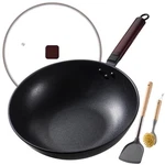 Wok 13 Inch Carbon Steel Nonstick Flat Bottom Glass Lid Spatula Teewe Electric. Fixed Price $59.99.