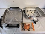Hoover Vtg Electric Stainless Steel Fry Pan 8668 Broiler Lid Warming Tray Rack. Fixed Price $59.95.