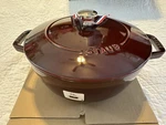 Nib Staub The Essential French Oven Cast Iron 3.6L/24CM Grenadine Enameled. Fixed Price $209.98.