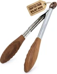 Boxiki Kitchen Wooden Tongs For Cooking Natural Walnut Wood, Size 12-INCH. Fixed Price $35.60.