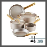 Farberware 10PC Ceramic Aluminum Cookware Set 350F Radiant Stainless Steels. Fixed Price $64.99.