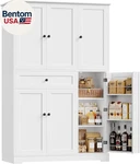 68" Tall Kitchen Pantry Storage Cabinet, Modern Hutch With Doors. Fixed Price $364.86.