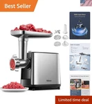 Professional 3000W Meat Grinder With Stainless Steel Plates - Safe & Easy Clean. Fixed Price $74.99.