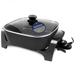 Elite Gourmet Non-stick Electric Skillet 12"X12"X3.2" (7.5QT.), Black, EG6201. Fixed Price $39.95.