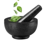 Flexzion Granite Mortar And Pestle Set - Solid Marble Stone Grinder Bowl Holder. Fixed Price $29.60.
