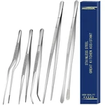 5 Pcs Kitchen Fine Tweezers Tongs, Stainless Steel Food Set, Profession.... Fixed Price $22.59.