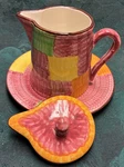Eva Zeisel Schramberg Majolika-fabrik Coffee Pot /creamer W/lid & Under Plate. Fixed Price $122.50.
