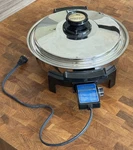 Kitchen Craft West Bend Stainless Steel Liquid Core Electric Skillet 11" 1500W. Fixed Price $75.00.