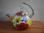 Pioneer Woman Enameled Steel Flower Garden Tea Pot Kettle Floral Retired 2.3 Qt. Fixed Price $27.00.