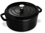 Staub Cast Iron Oven Round Cocotte 4QT Casserole Black New. Fixed Price $175.99.