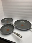T-fal Ceramic Nonstick Fry Pan Set 3PC 8 10.5 12 Thermo-spot Grey Open Box. Fixed Price $29.99.