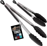 Gorilla Grip Stainless Steel Heat Resistant Kitchen Tongs For 9 + 12, Black. Fixed Price $30.01.