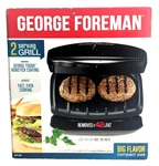 New George Forman 2 Serving Grill Model GR10B Compact Size Nonstick Coating. Fixed Price $21.00.