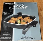 West Bend 72306 Square Electric Skillet With Non Stick Frying Pan Clear Lid. Fixed Price $45.00.