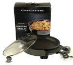 Ovente Portable Electric Skillet W/ Tempered Glass Cover XH30A Black 12" New. Fixed Price $24.99.