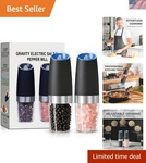Automatic Salt And Pepper Grinders With Led Light - Elegant Dual Set For Chefs. Fixed Price $21.99.