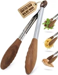 Boxiki Kitchen Wooden Tongs For Cooking - Nonstick 12 Inch, Walnut. Fixed Price $38.34.