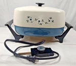 West Bend Electric Skillet Lid Square 11" Colonial Blue Floral 72649 Tested. Fixed Price $24.95.