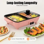 Pink 2 1 Electric Hot Pot Kitchen Smokeless Non-stick Baking Pan Bbq Grill. Fixed Price $32.96.
