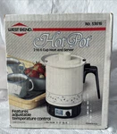 Vtg West Bend 36OZ Electric Hot Pot White W/blue Floral 2-6 Cups 1989 Usa New. Fixed Price $63.99.