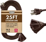 25 Ft Brown Extension Cord With 3 Electrical Power Outlet - Foot,. Fixed Price $51.98.