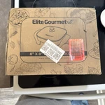 Elite Gourmet EG808 8X8 Electric Skillet Non-stick Glass Lid 600W Black Open Box. Fixed Price $30.00.