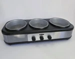 Bella Triple Slow Cooker Buffet Server 3 X 1.5 Quart Stainless Steel Black. Fixed Price $14.99.