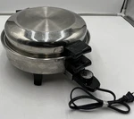 Vtg Stainless Steel Electric Skillet Pan Lid Liquid Core Waterless New Era K7250. Fixed Price $44.00.