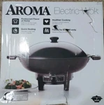 Aroma AEW-305 Electric Wok Black Non-stick With Lid Brand New Damaged Box.. Fixed Price $50.00.