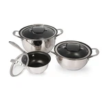 Wolfgang Puck 6-PIECE Stainless Steel Pots And Pan Set; Scratch-resistant. Fixed Price $69.99.