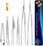 Jetkong Cooking Tweezer Tongs, 12'' 12-INCH And 6.3-INCH (6PCS), Silver. Fixed Price $23.99.