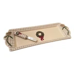 St. Nicholas Square Snow Valley Tray & 5 1/4" Spreading Knife 16"L X 1/2"W. Fixed Price $19.00.
