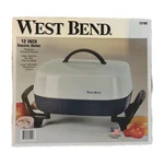 New Sealed West Bend Electric 12 Inch Skillet: Blue & White Model No. 72192. Fixed Price $59.99.