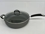 12" Bialetti Italian 5.5 Qt Non Stick Frying Pan Skillet Glass Lid Cookware. Fixed Price $124.99.