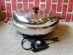 Jcpenney Round 12.5 Inch Electric Skillet Wood Handles Mcm Tested Works Used. Fixed Price $59.88.