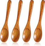 4PCS Mini Wooden Spoon, Short Handmade Spoons For Salt, Honey, Tea, Bamboo Utens. Fixed Price $10.24.