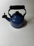 Creuset Marseille Blue Whistling Tea Kettle 1.25 Qt Enameled Steel. Fixed Price $37.95.